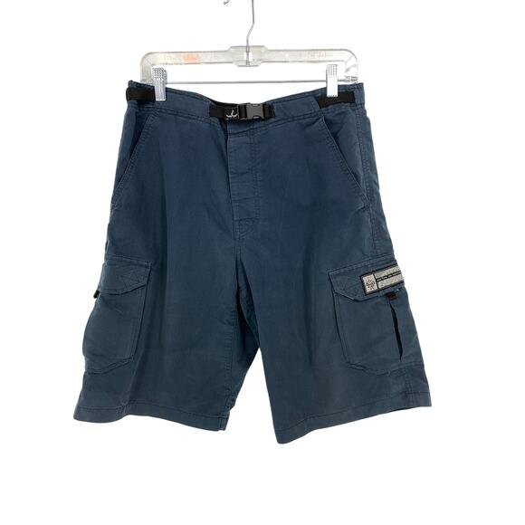 Vintage Prana Cargo Shorts Mens Sz Medium Navy Blue Adjustable Waist 12" Inseam - Picture 1 of 6